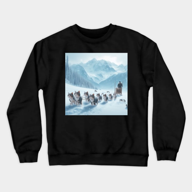 Cat sledding Crewneck Sweatshirt by DadOfMo Designs